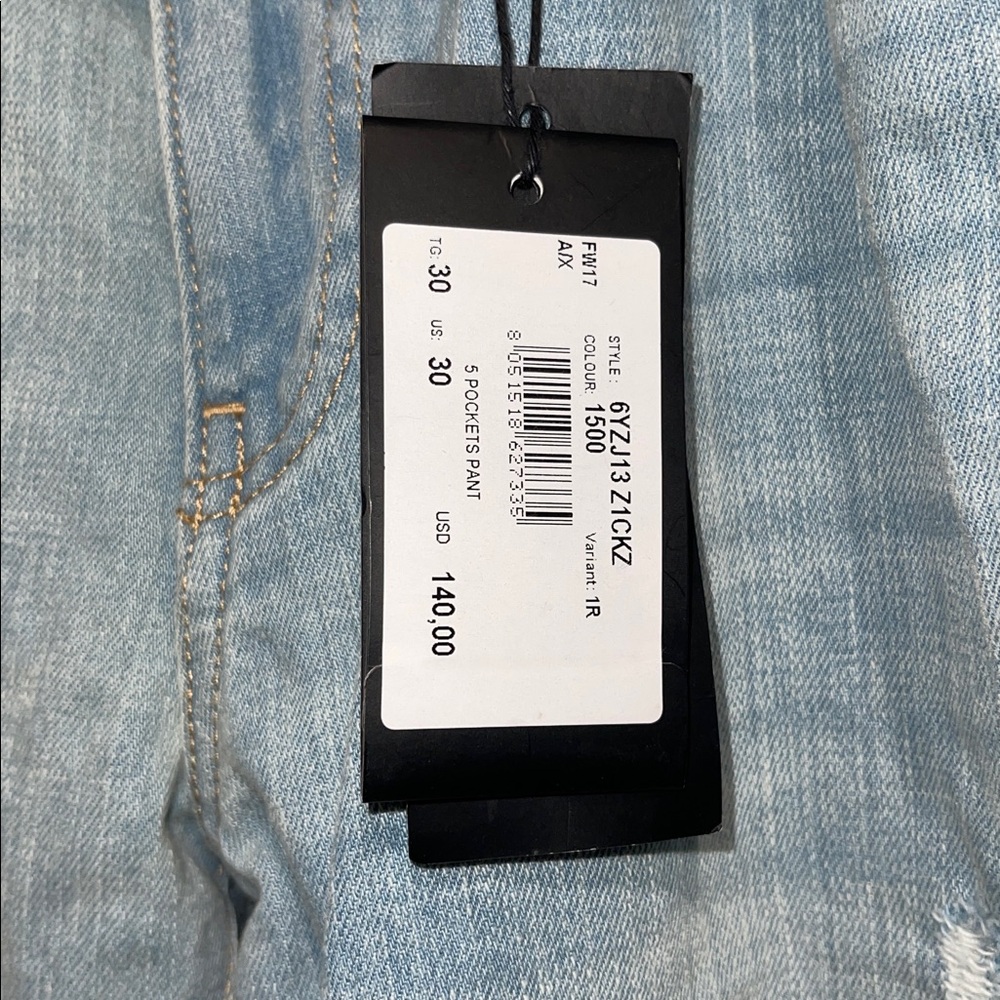 Armani Exchange Light Blue Distressed Slim 5 pocket Jeans NWT 30 x 33 30R - Picture 6 of 13
